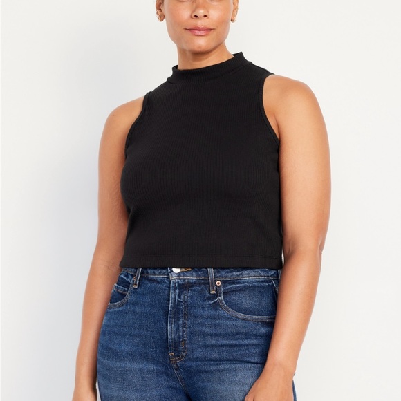 Mock Neck Ribbed Tank Top - Picture 5 of 13